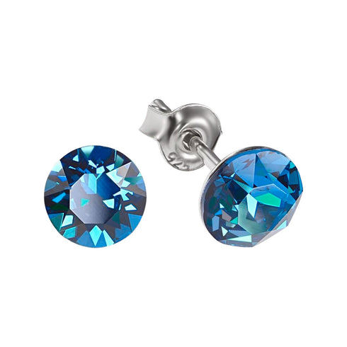 Sudraba auskari "Klasika (Bermuda Blue)" ar Swarovski™ kristāliem